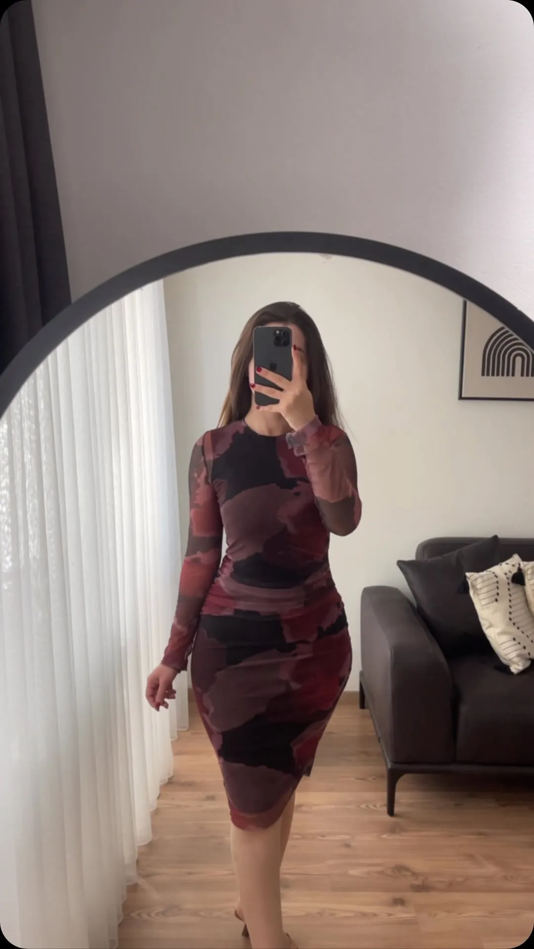 Long Sleeve Camouflage Print Dress