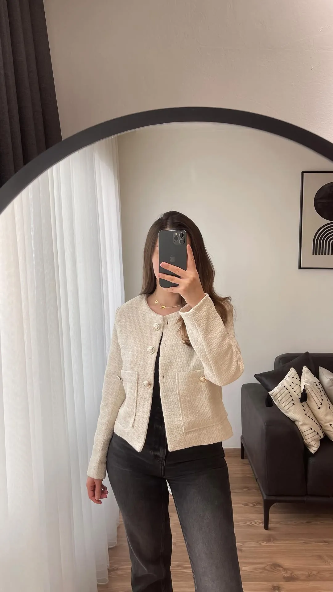 Women's Cream Tweed Jacket