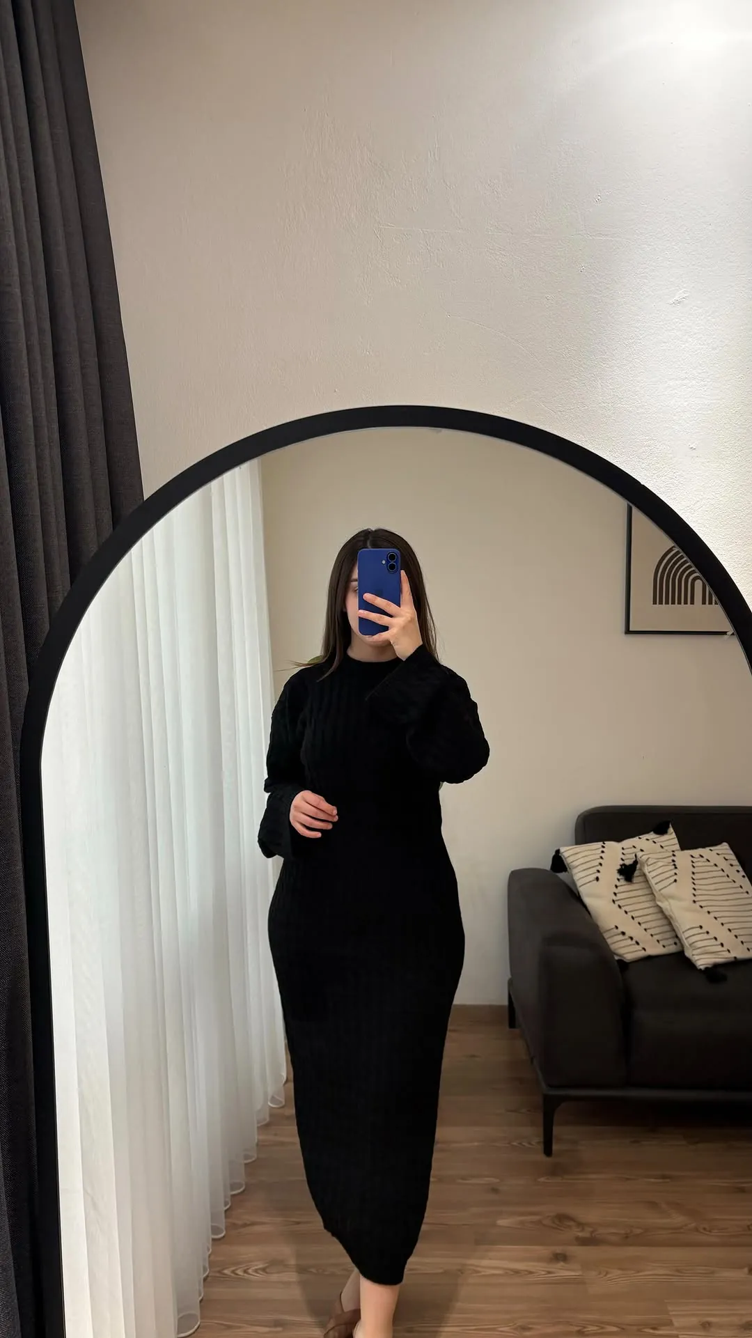 Long Black Knitted Dress