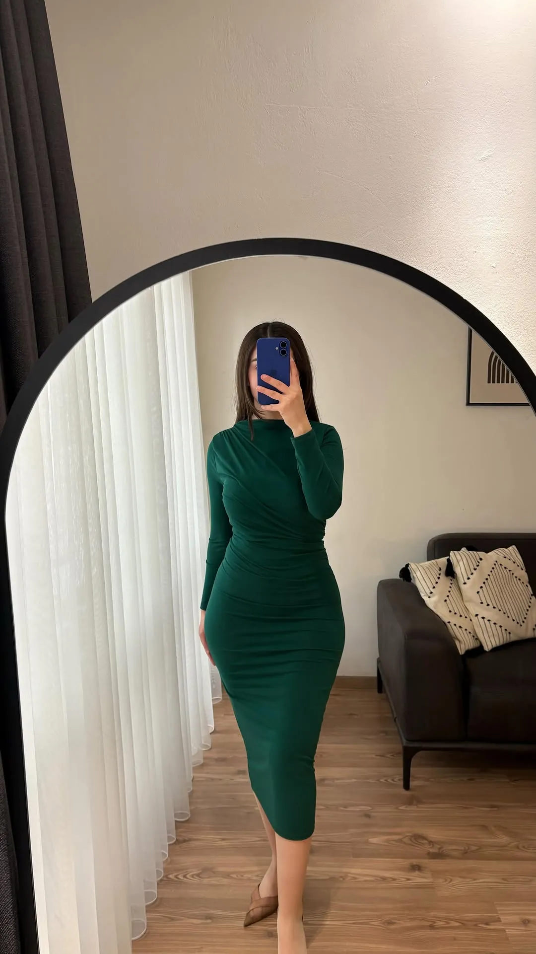 Green Long Sleeve Bodycon Dress