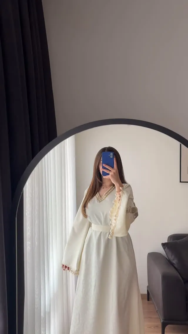 White Long Dress with Embroidery Details