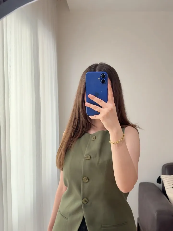 Brown Sleeveless Button Vest