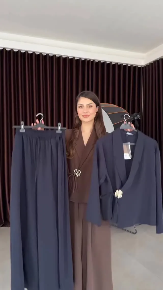 Navy Blue Women's Blazer and Trousers Set