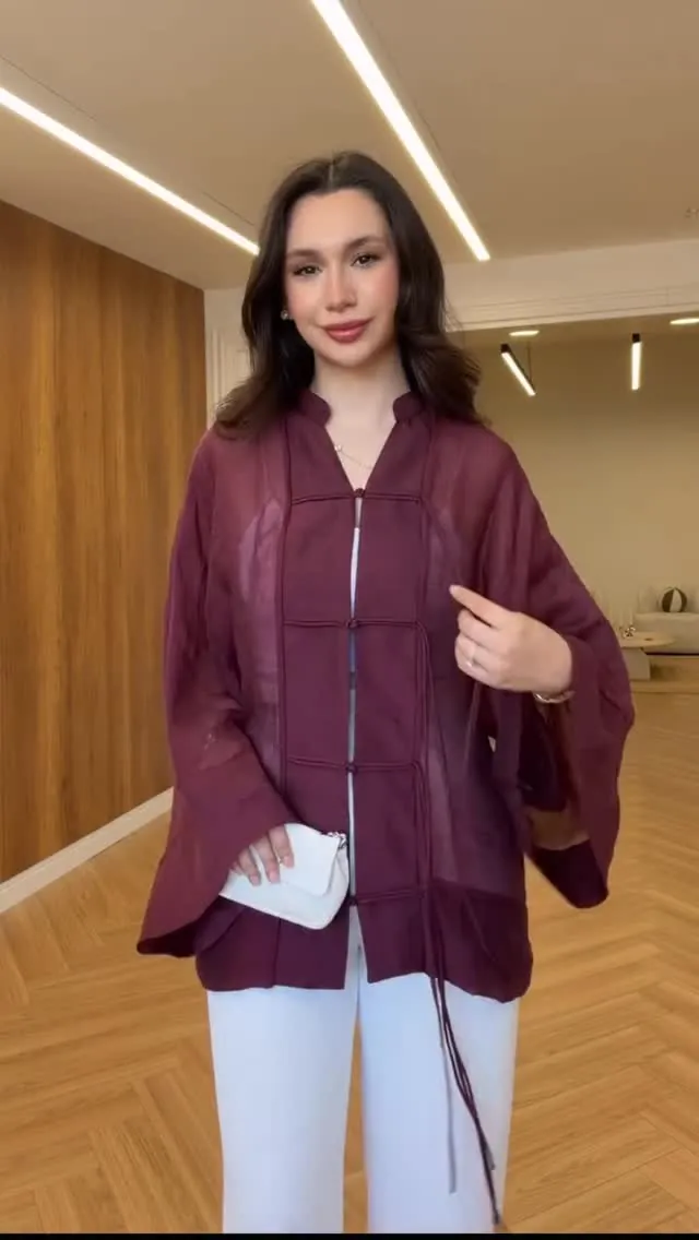Burgundy Sheer Blouse