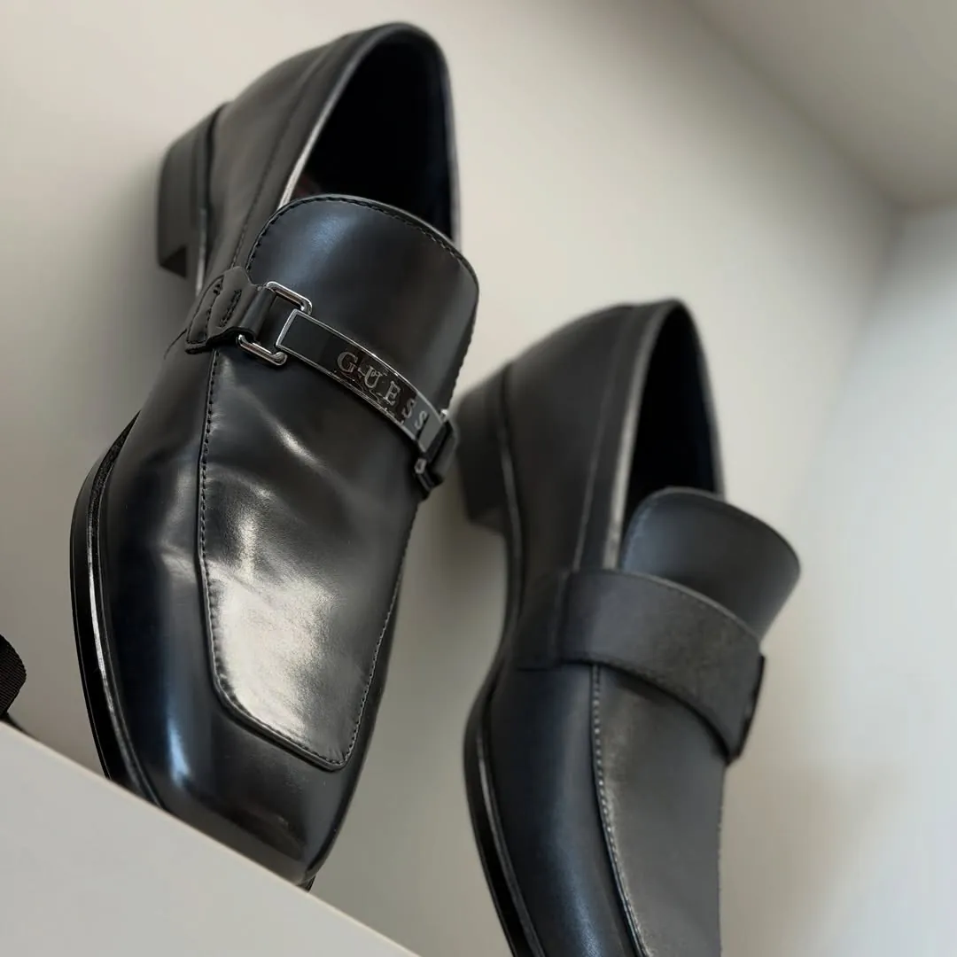 GUESS Black Leather Loafers