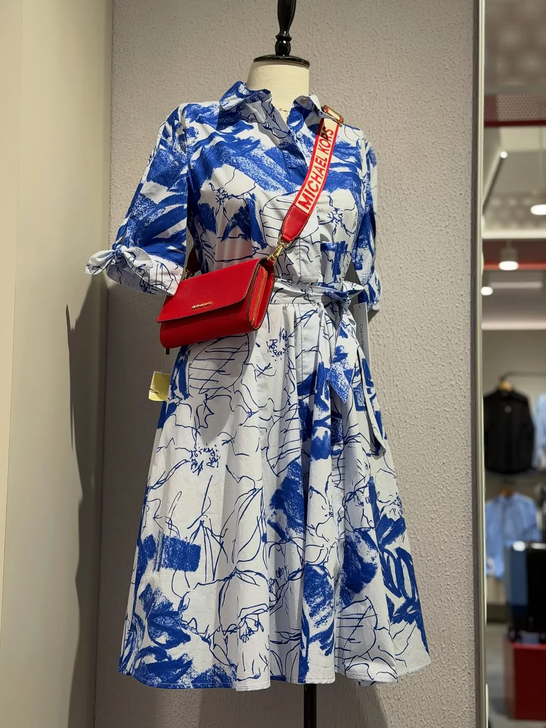 Blue and White Floral Shirt Dress