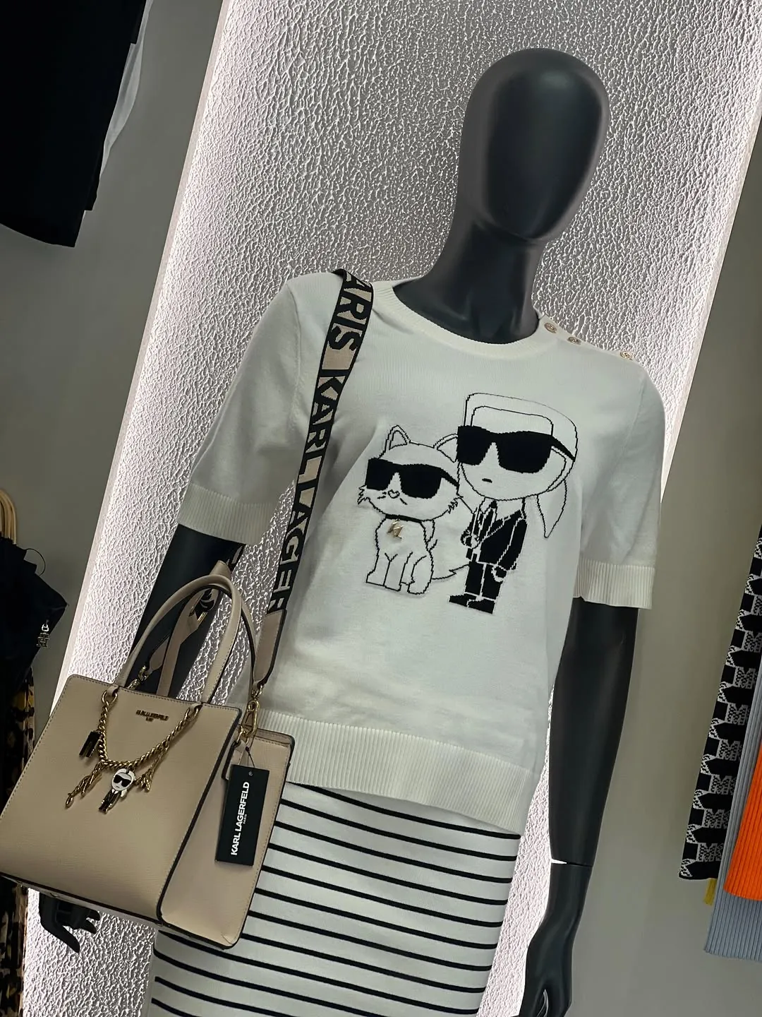 DKNY Skirt and Karl Lagerfeld T-Shirt
