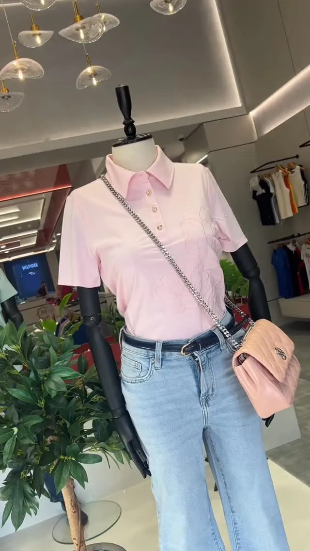 Pink Polo Shirt and Jeans Outfit