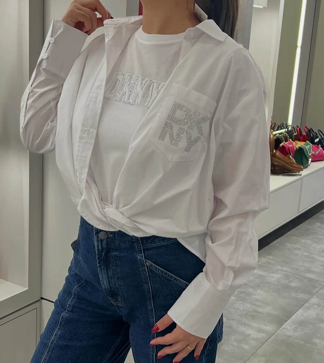 DKNY White Button-Down Shirt