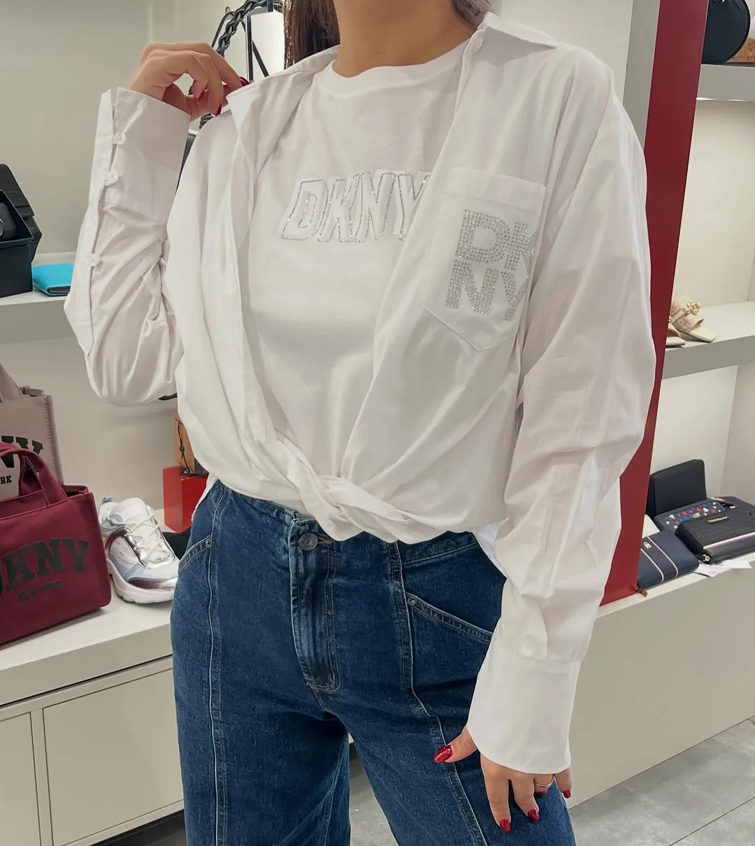 DKNY White Button-Down Shirt