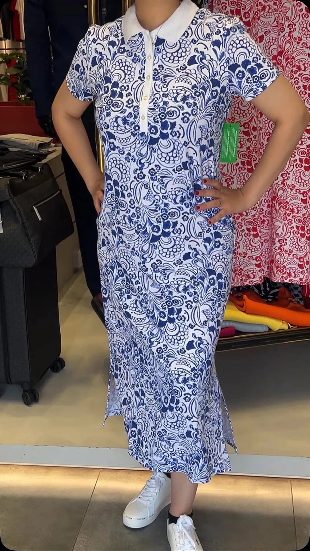 Blue and White Patterned Dress