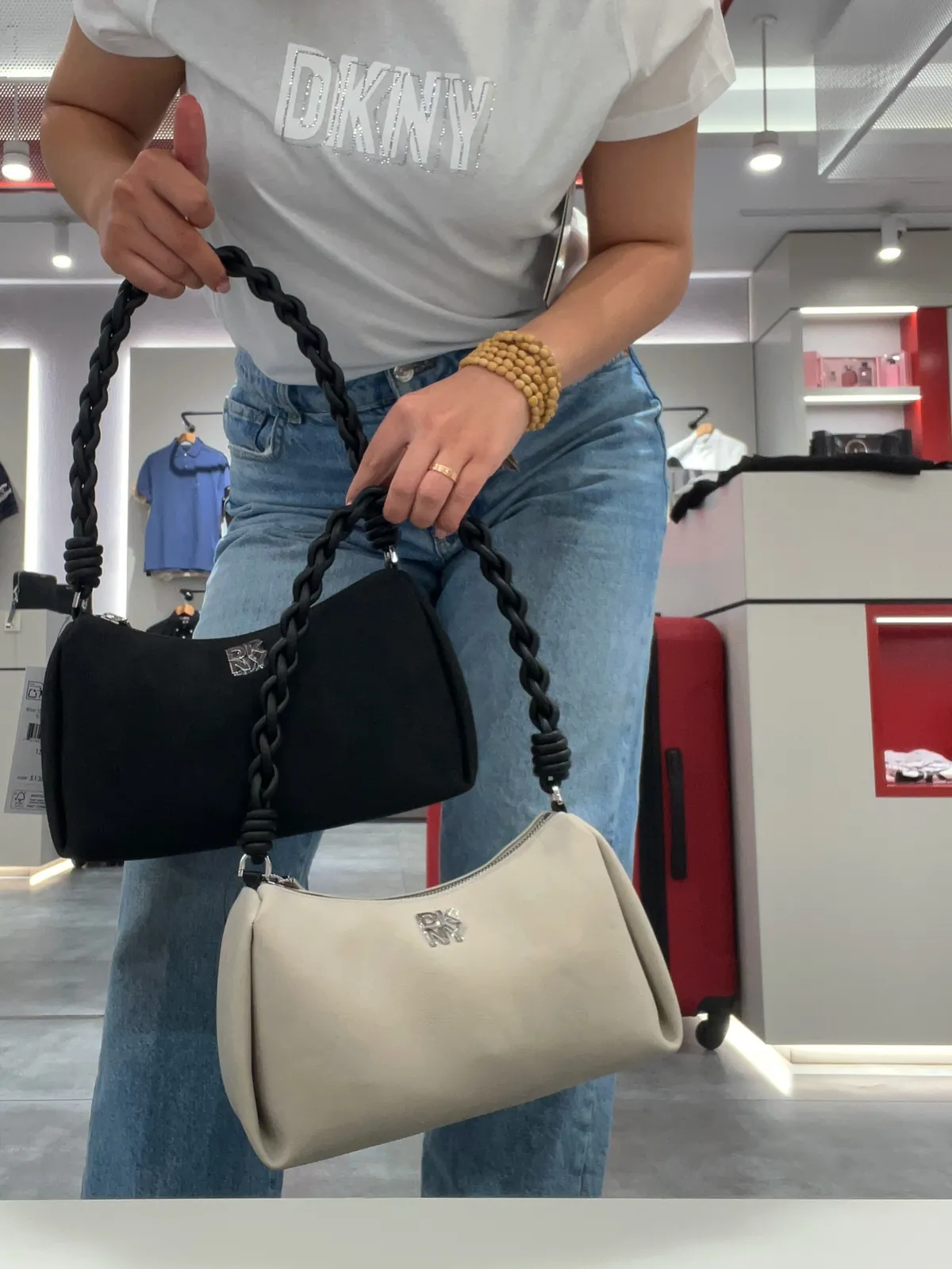 Braided Handle Shoulder Bag
