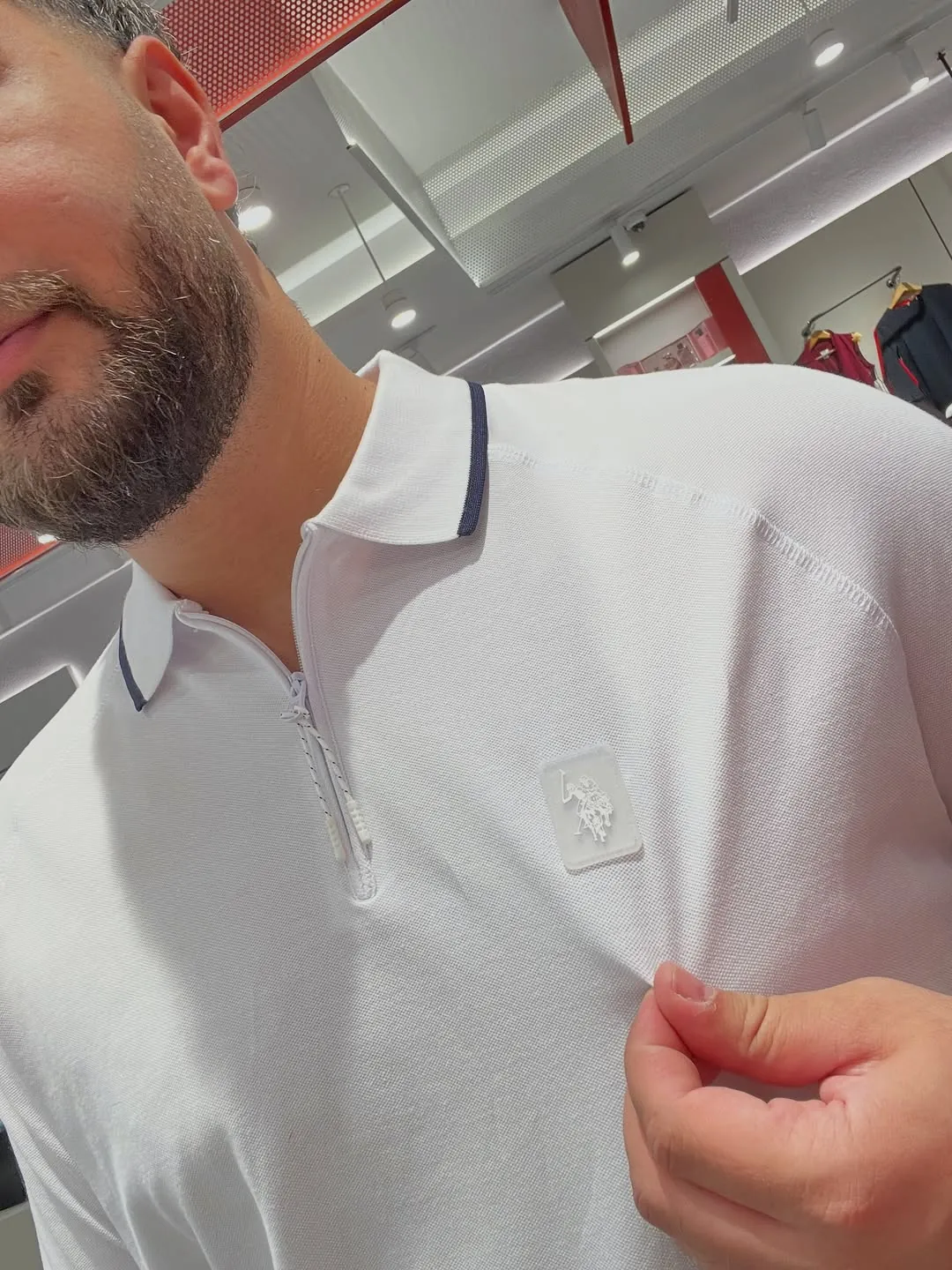 U.S. Polo Assn. White Quarter-Zip Polo Shirt