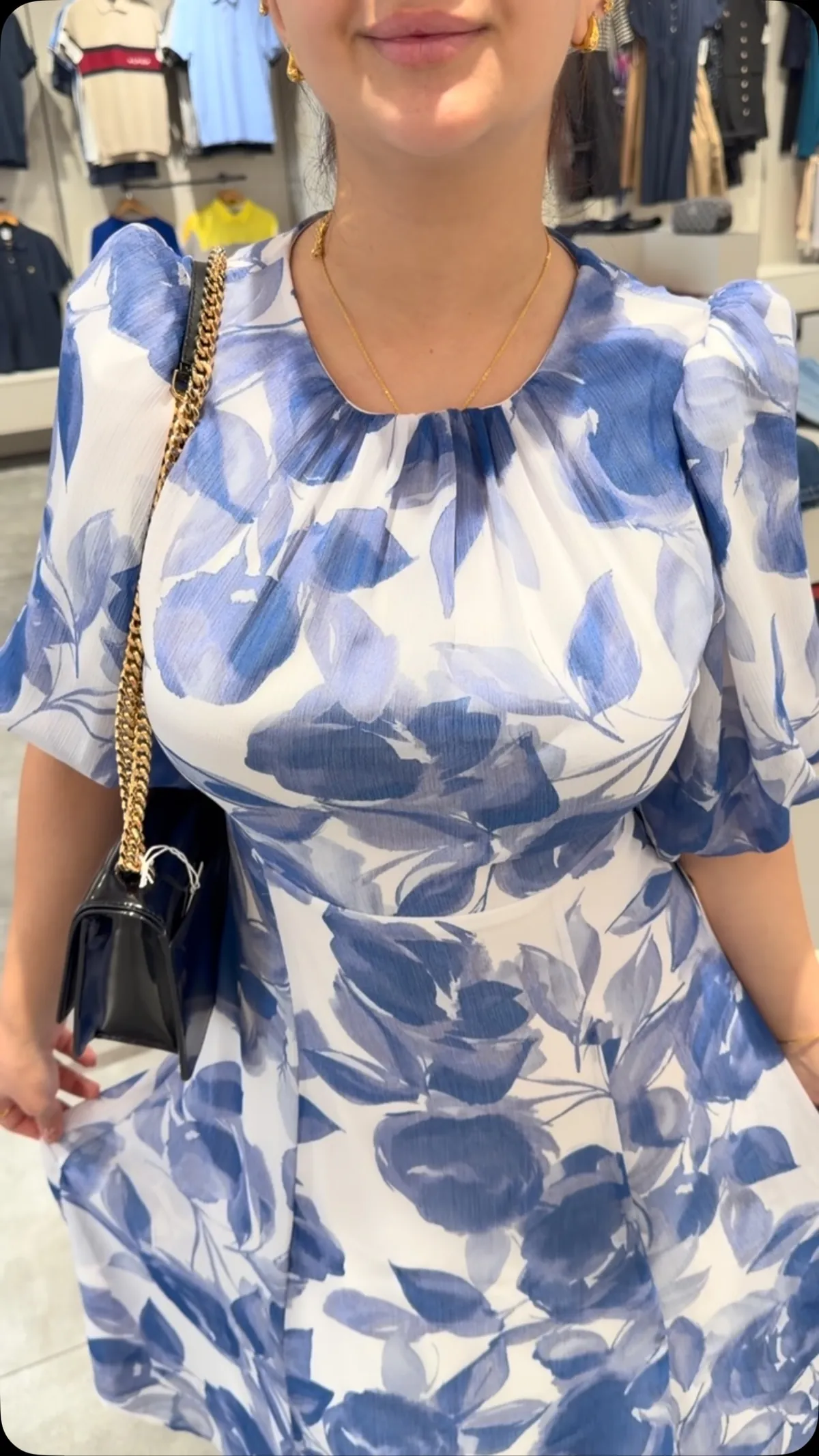 Blue Floral Pattern Dress