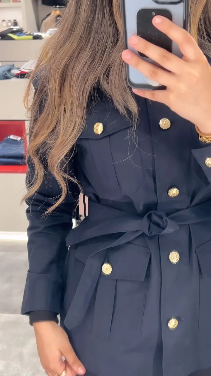 Navy Blue Buttoned Coat